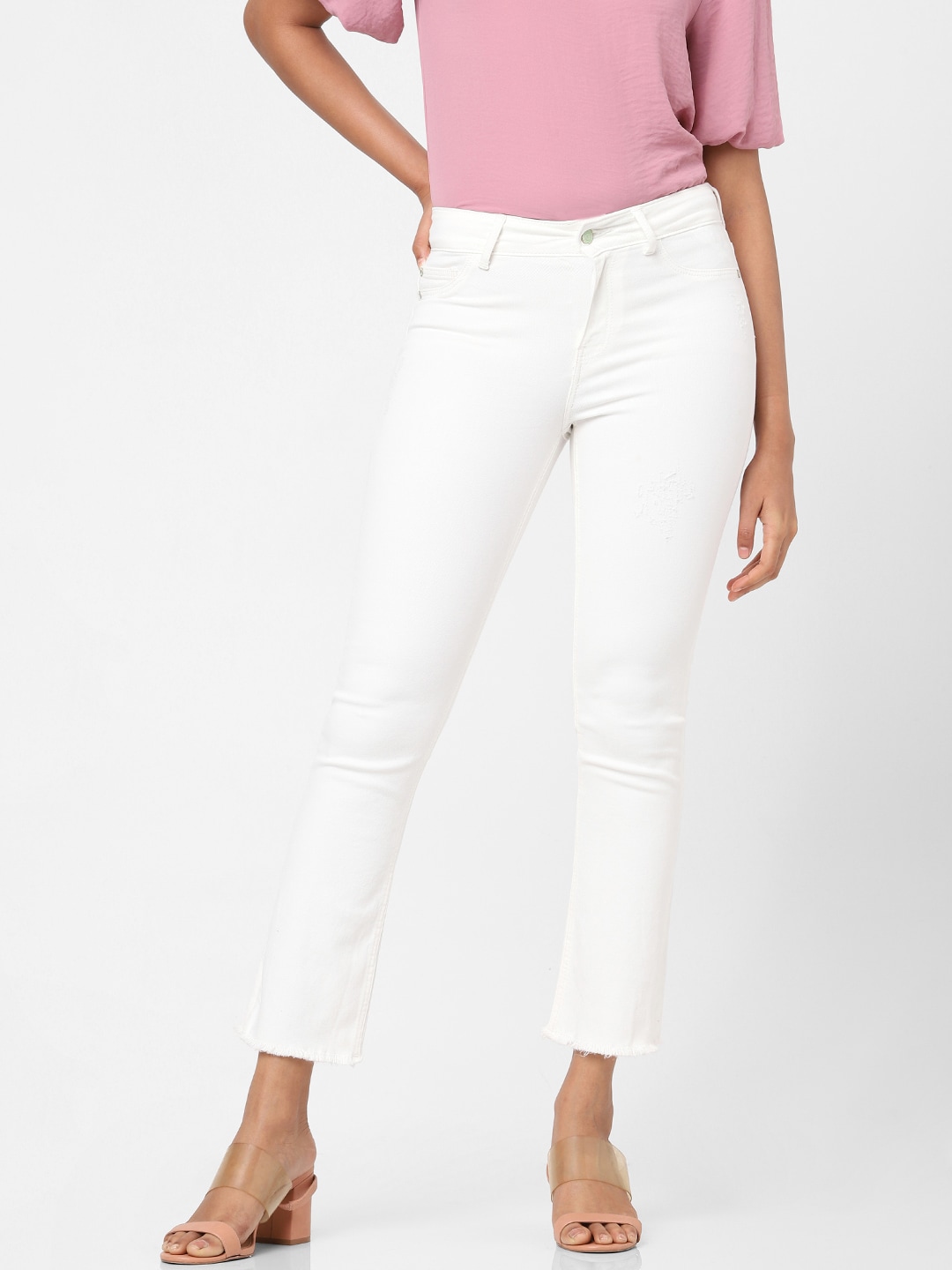Vero Moda Women White Flared Mid-Rise Stretchable Jeans Price in India
