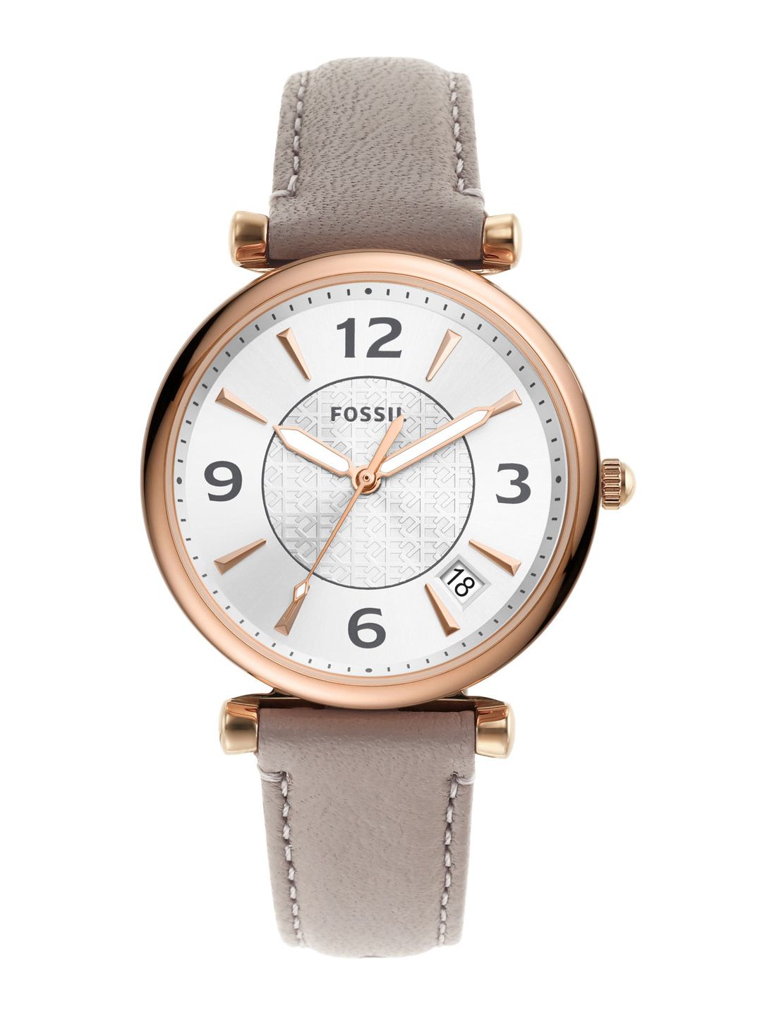 Fossil Women Silver-Toned Dial & Grey Leather Straps Analogue Watch - ES5161 Price in India