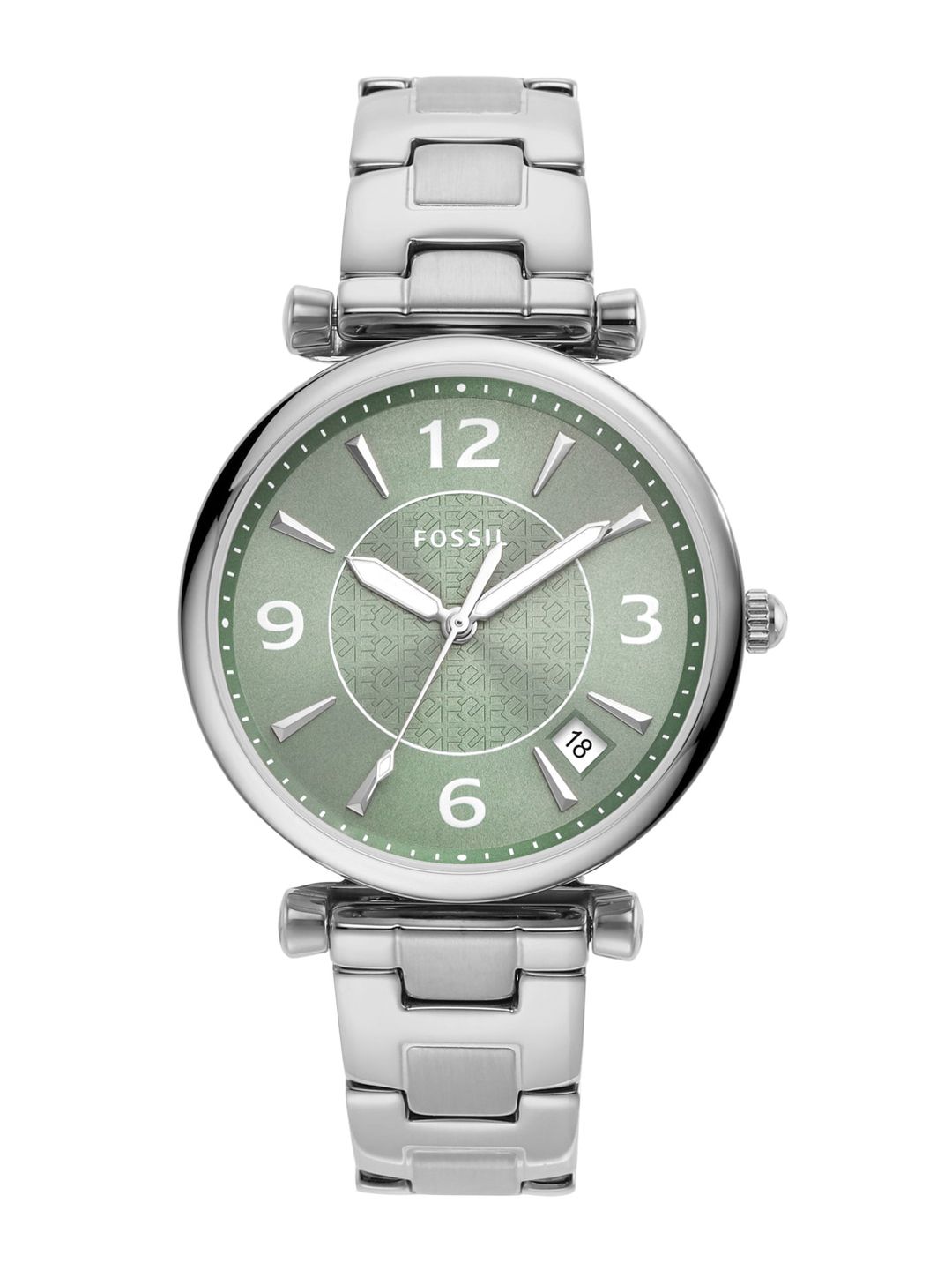 Fossil Women Green Dial & Silver Toned Stainless Steel Straps Analogue Watch ES5157 Price in India