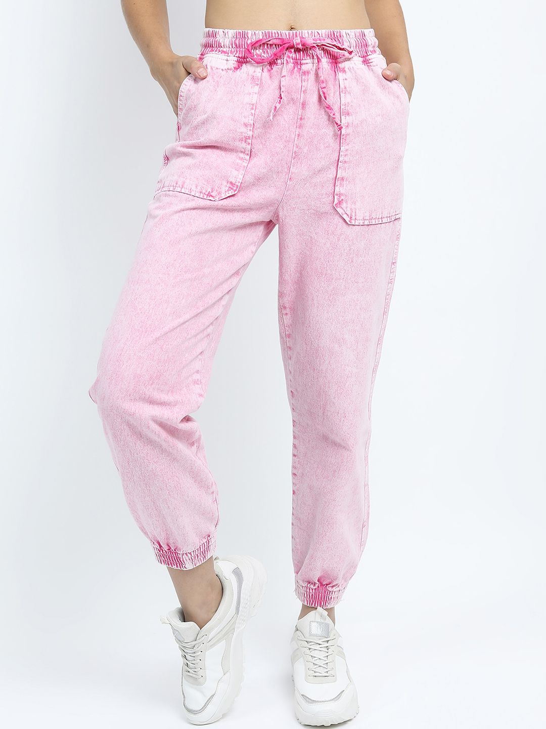 Tokyo Talkies Women Pink Cotton Jogger Jeans Price in India