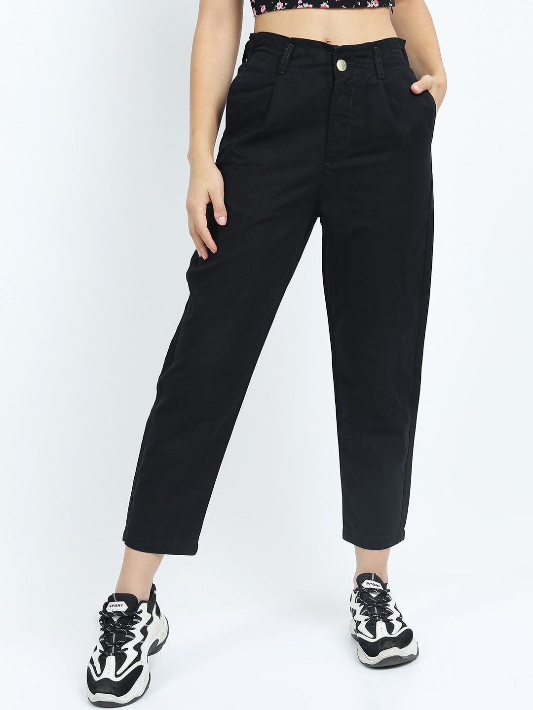 Tokyo Talkies Women Black Mom Fit Mid-Rise Jeans Price in India