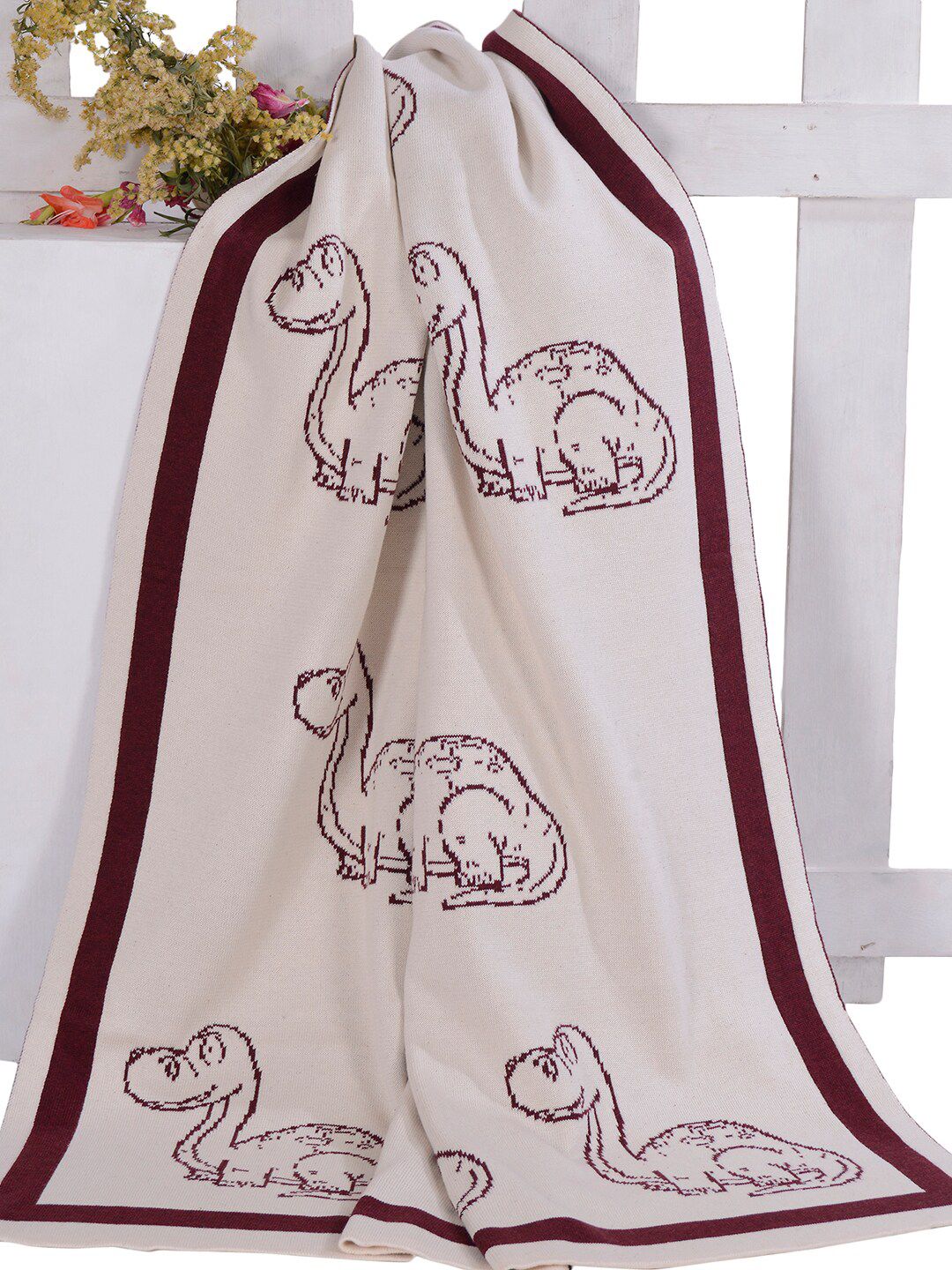 JoE Hazel JoE Hazel Maroon & Cream Cartoon Printed AC Room 550 GSM Single Bed Blanket