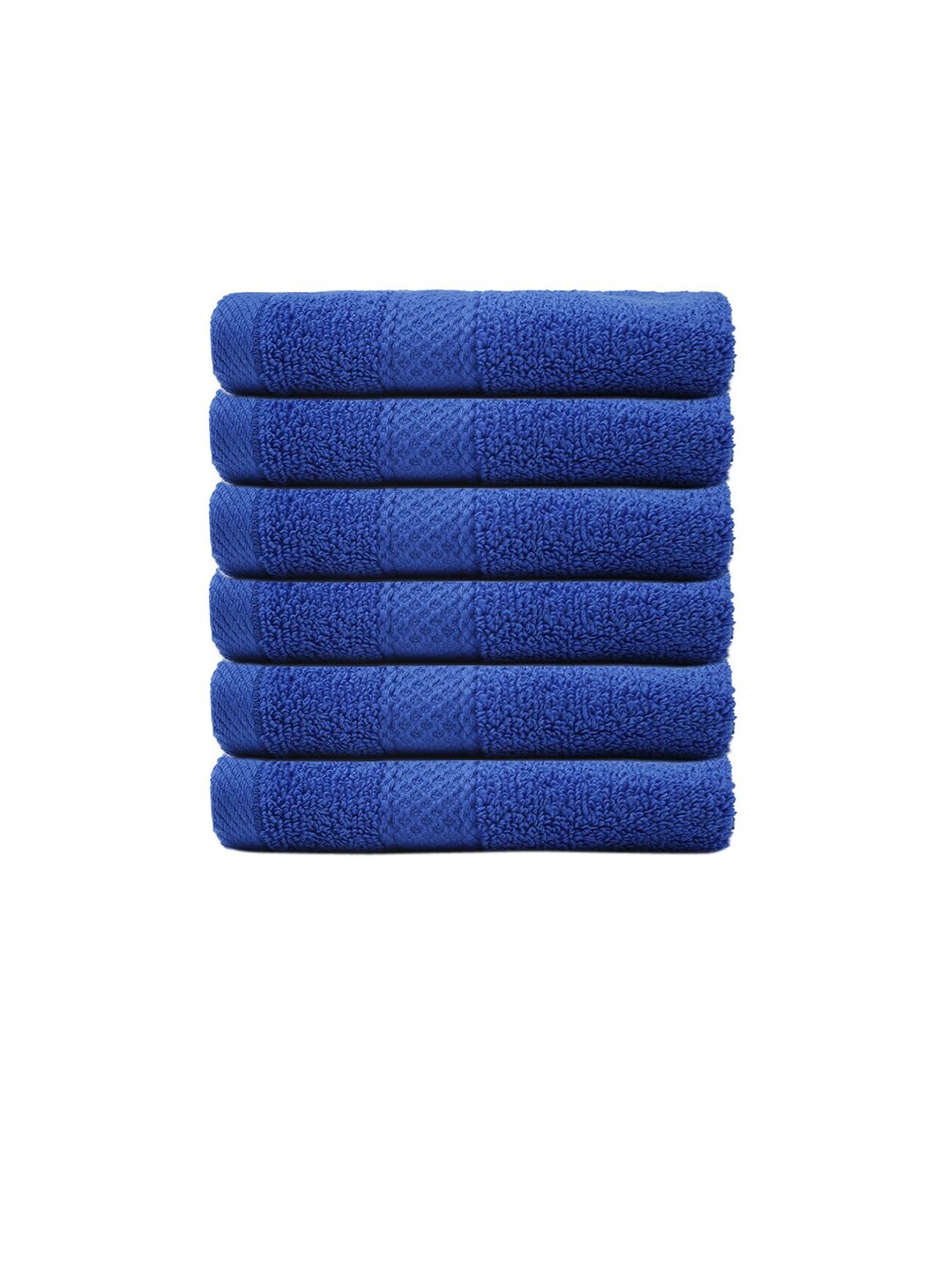 Trident Set of 6 Blue Solid 500 GSM Pure Cotton Face Towels Price in India