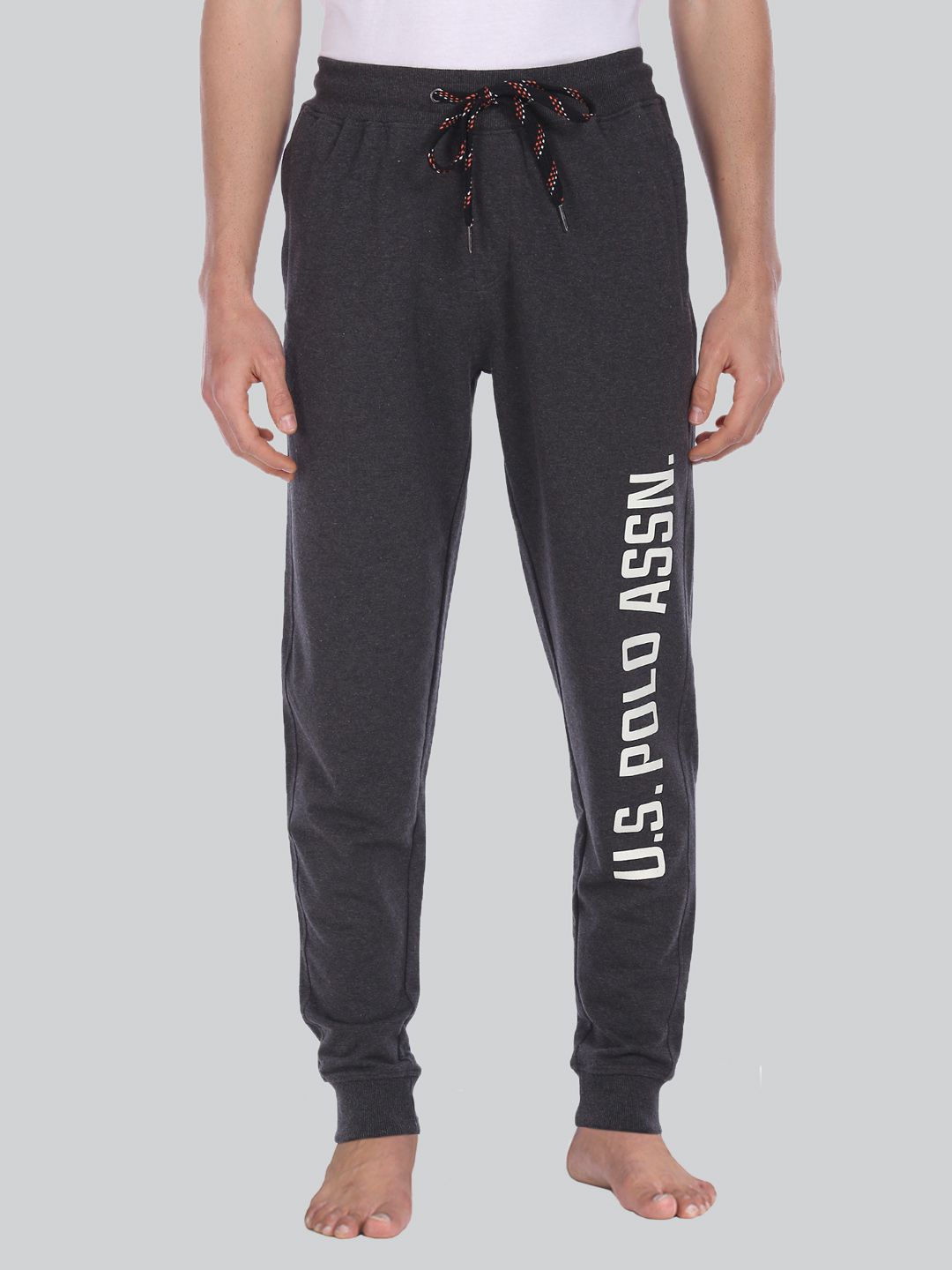 U.S. Polo Assn. Men Grey Solid Straight-Fit Joggers