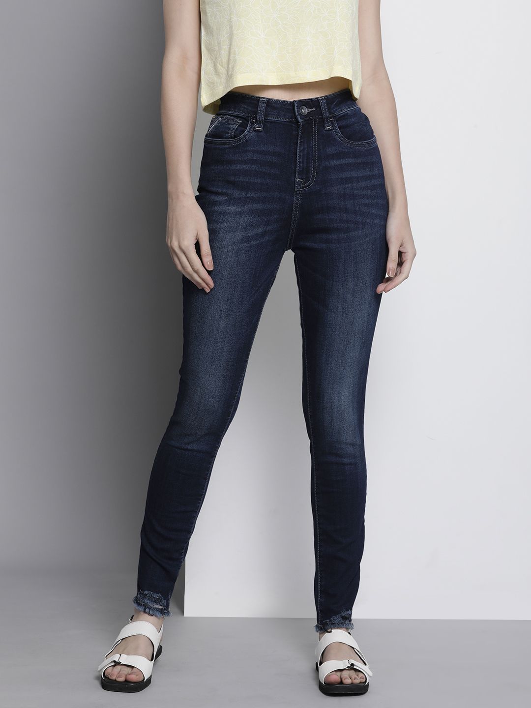 Nautica Women Blue Skinny Fit High-Rise Light Fade Stretchable Jeans Price in India