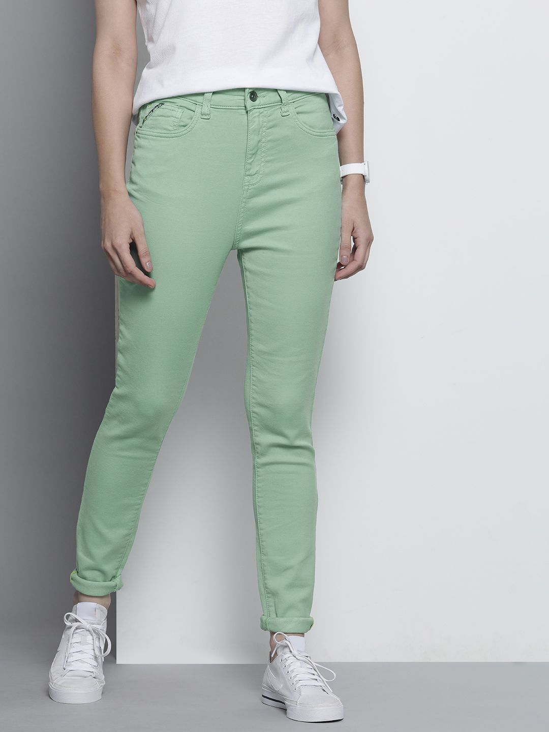 Nautica Women Mint Green Skinny Fit Clean Look Stretchable Jeans Price in India