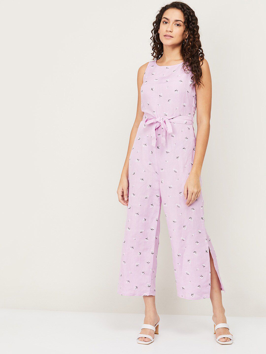 CODE by Lifestyle Women Purple Printed Capri Jumpsuit Price in India