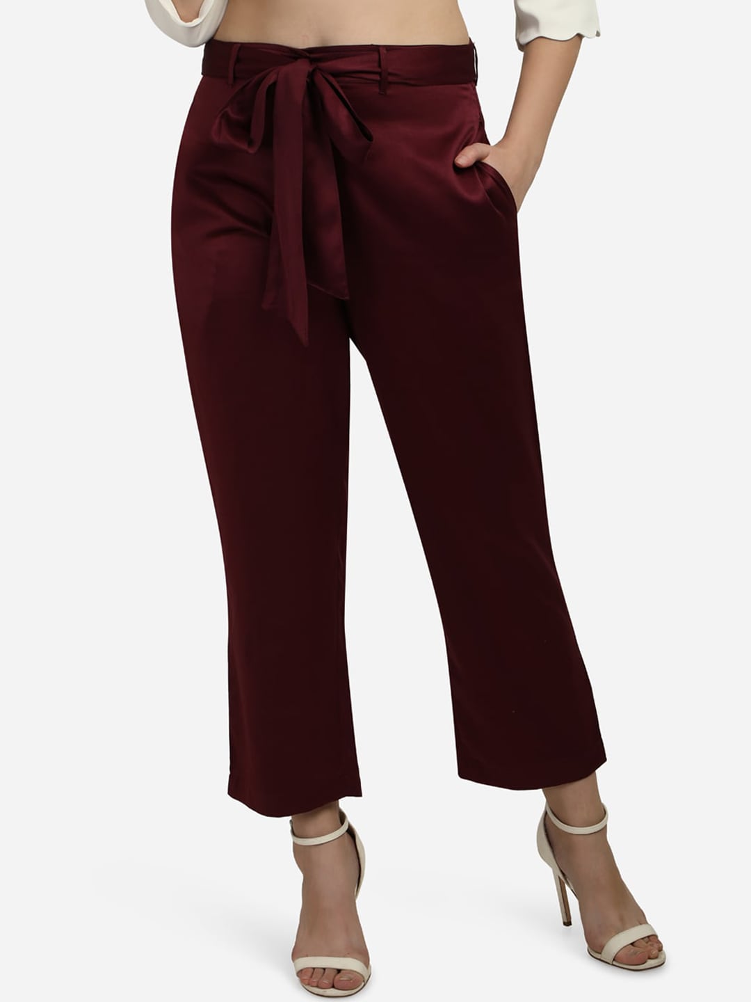 Smarty Pants Women Burgundy Solid Relaxed Fit Culottes Price in India