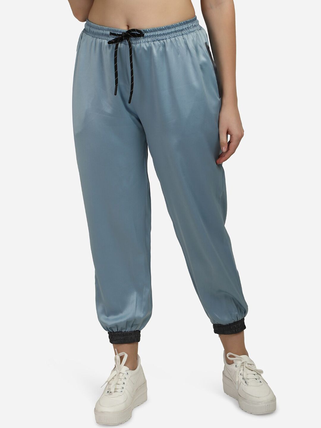 Smarty Pants Women Blue Solid Regular Fit Joggers Price in India