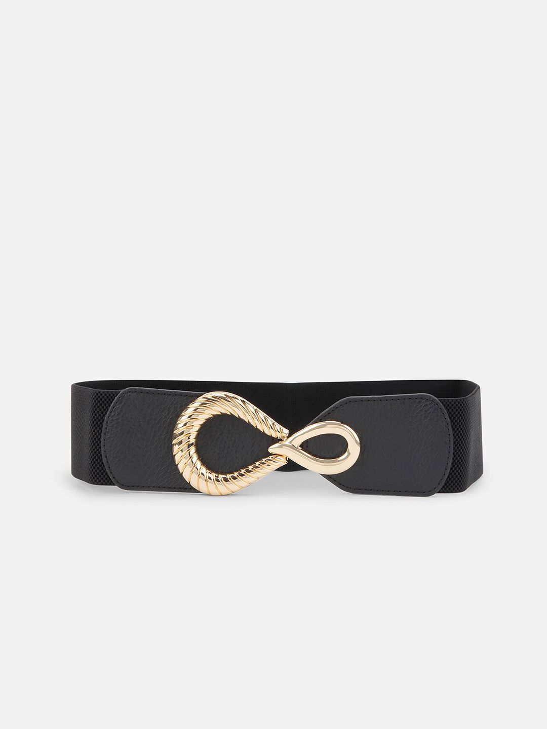 Kazo Women Black & Gold-Toned Solid PU Belt Price in India