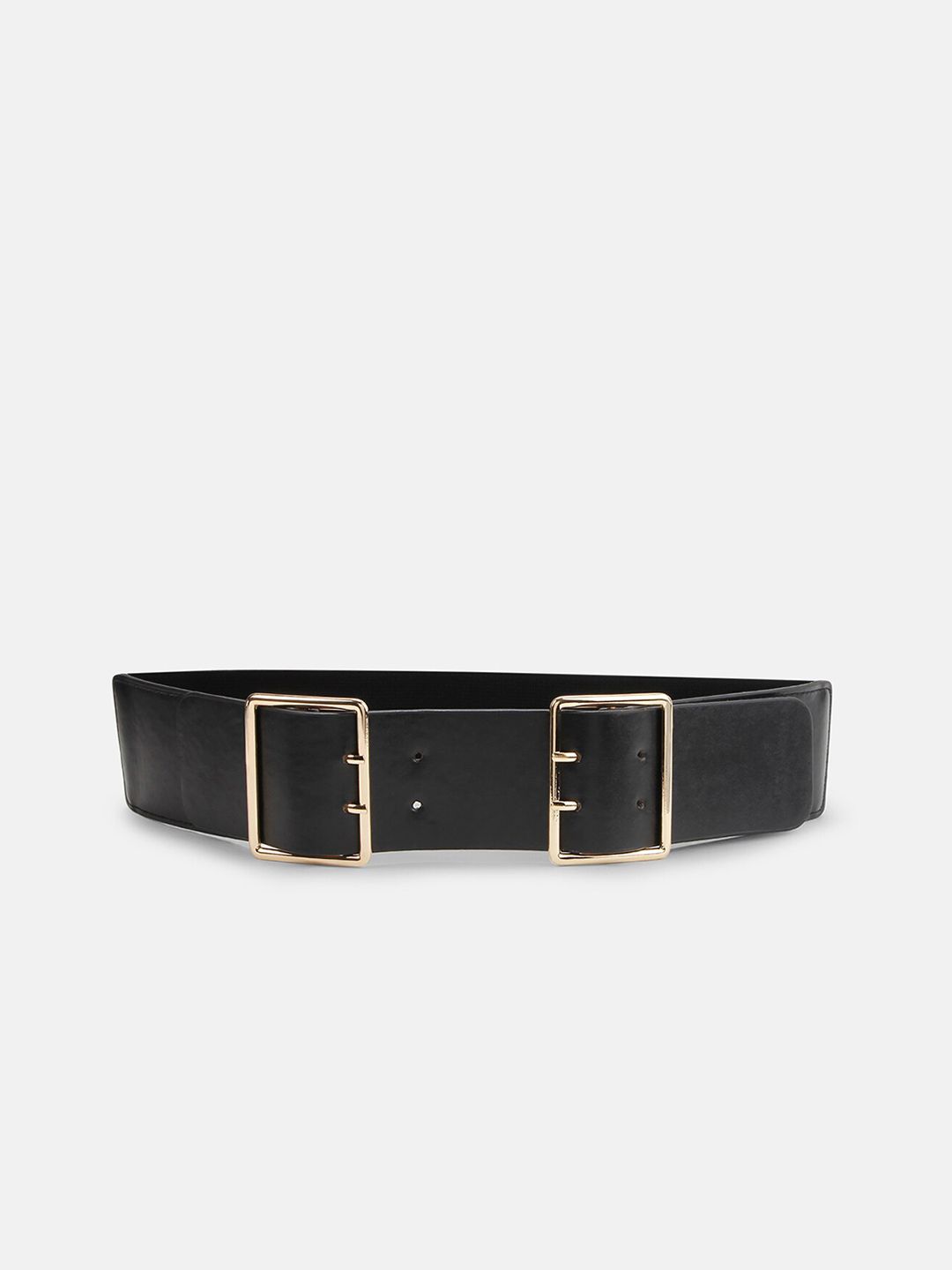 Kazo Women Black & Gold-Toned Solid PU Belt Price in India