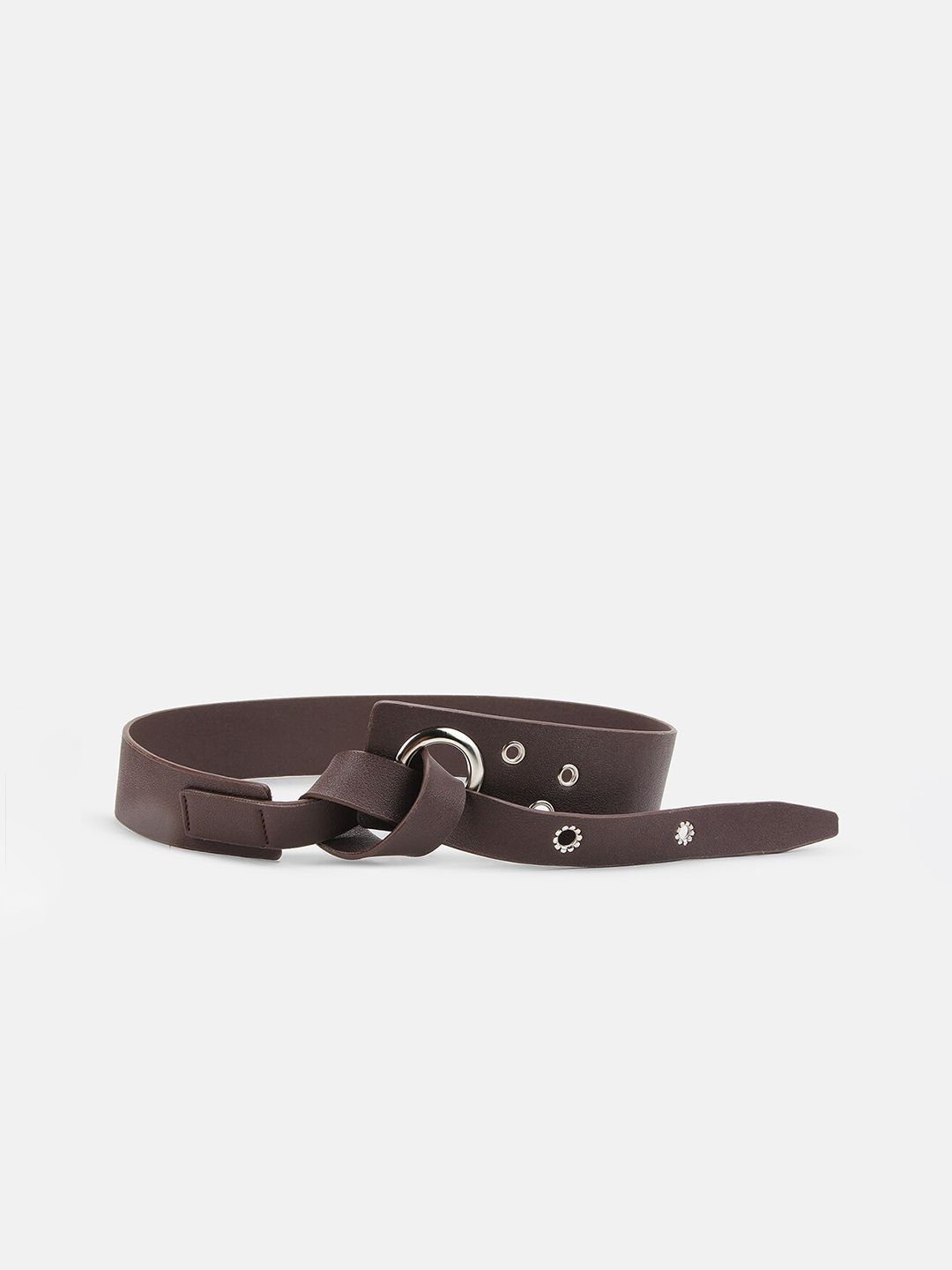 Kazo Women Brown PU Self Knot Buckle Belt Price in India