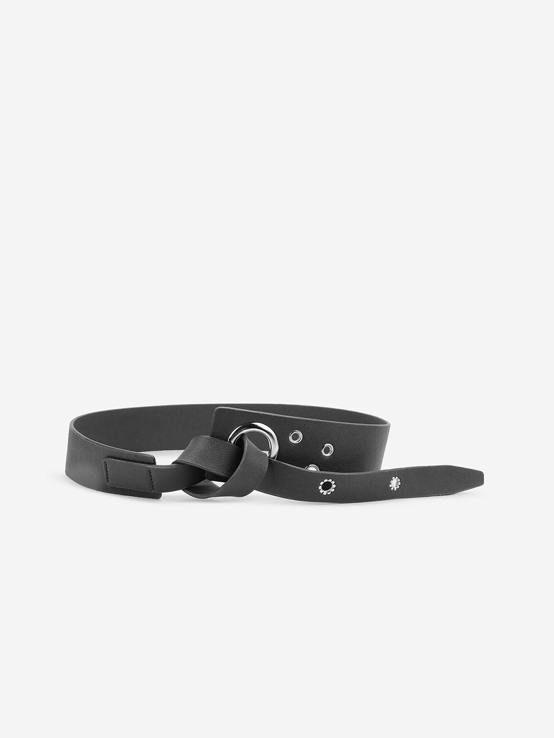 Kazo Women Black Self Knot Buckle PU Belt Price in India