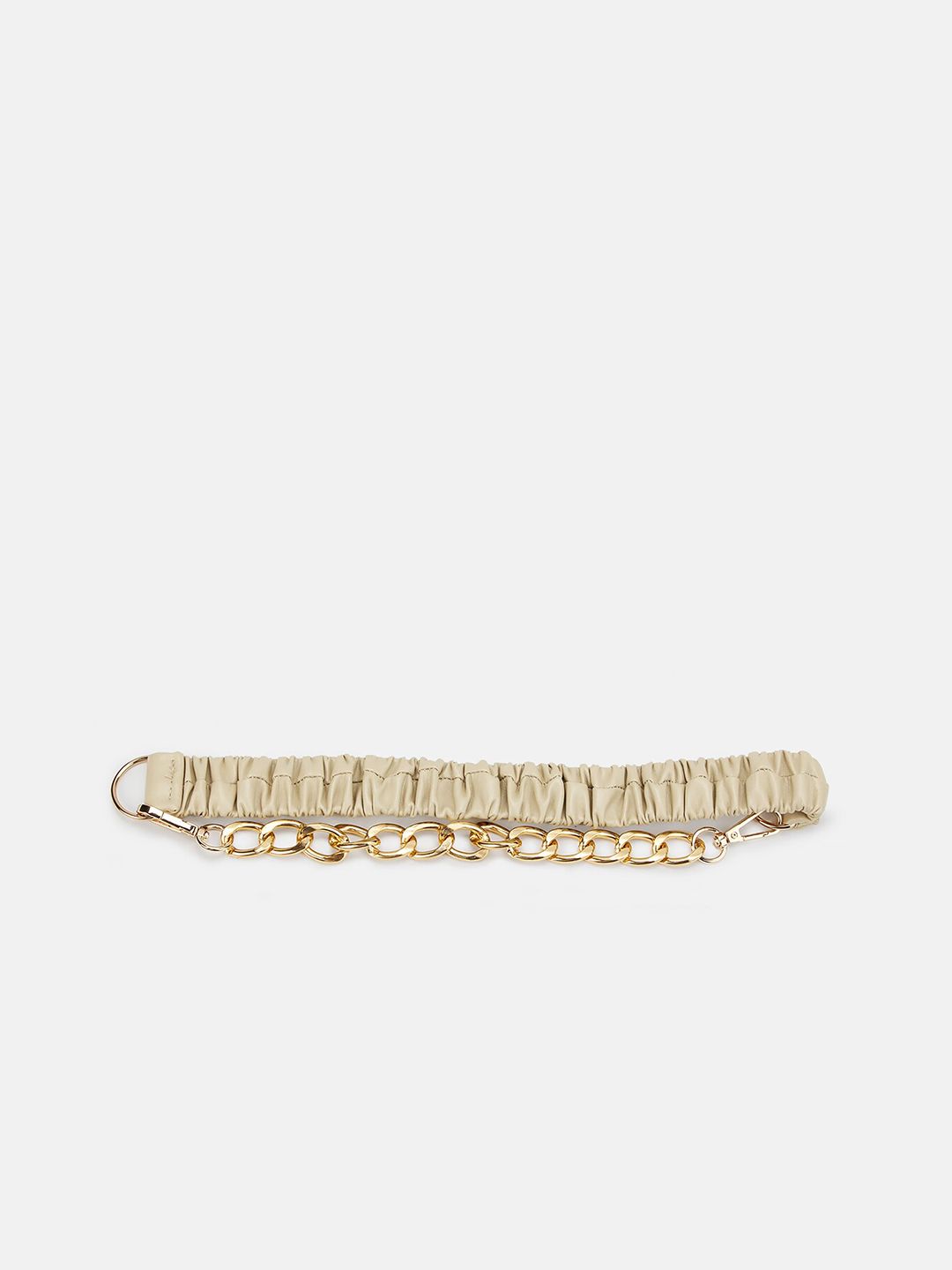 Kazo Women Beige Stretchable Gold Chain Detailed Textured PU Belt Price in India