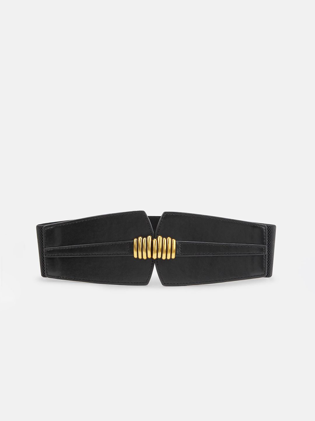 Kazo Women Black Solid PU Stretchable Wide Belt Price in India