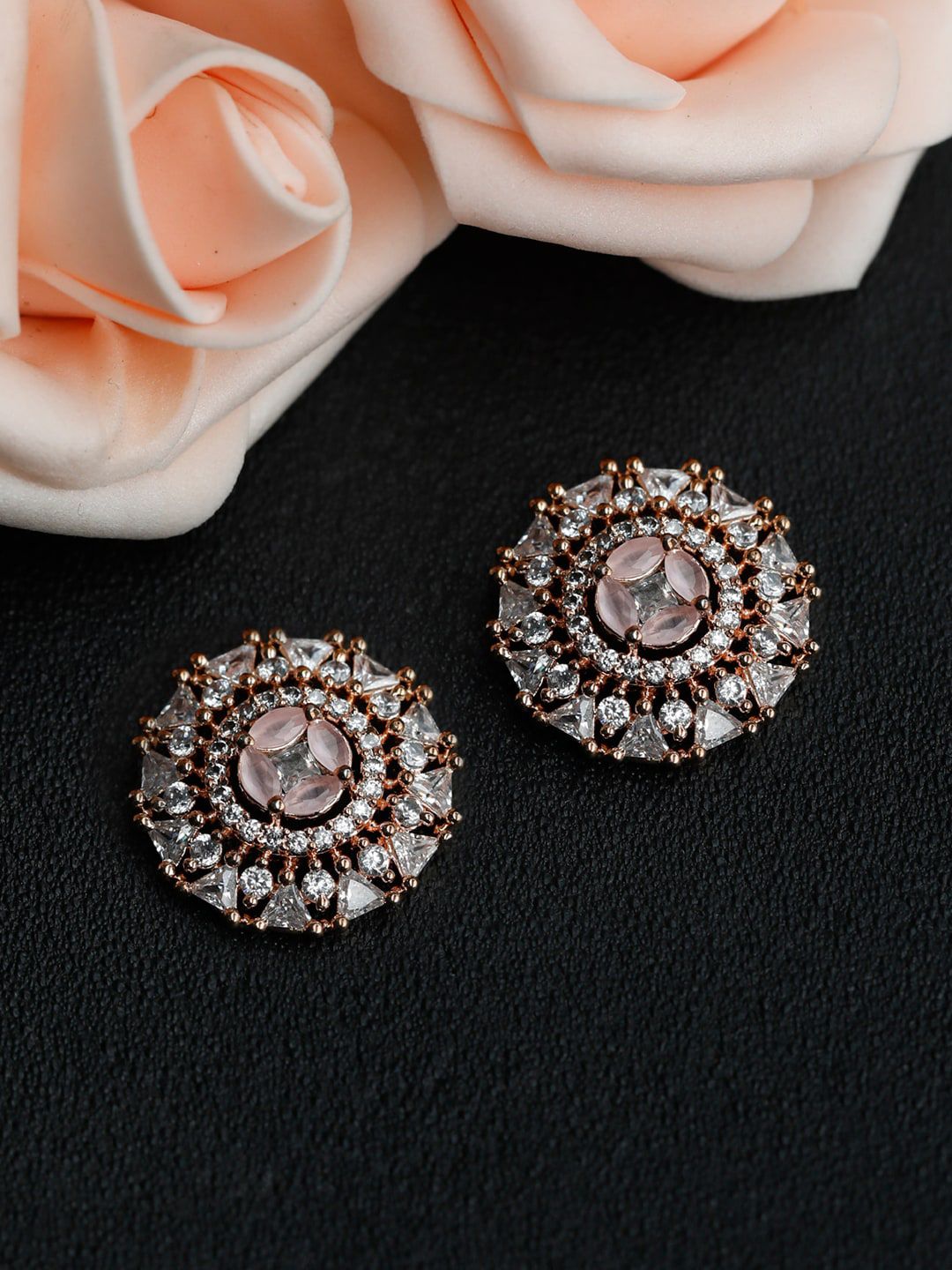 Priyaasi Rose Gold Contemporary Studs Earrings Price in India