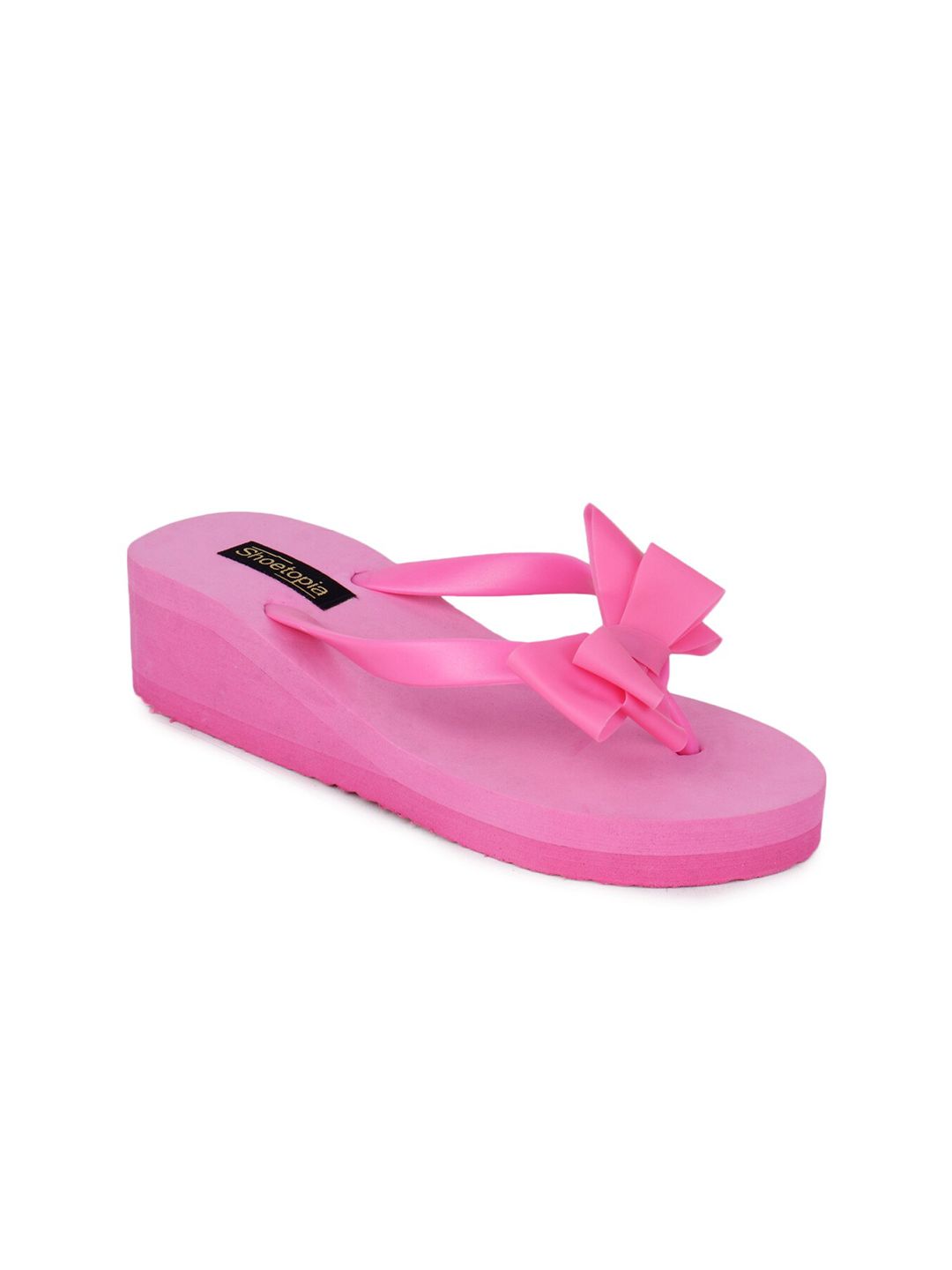 Shoetopia Women Pink Solid Rubber Thong Flip-Flops Price in India