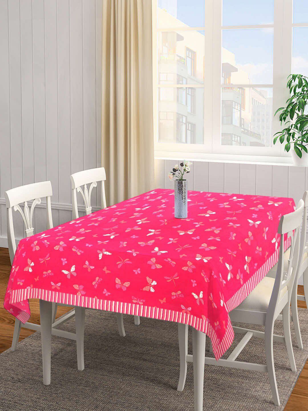 SHADES OF LIFE Pink Paisley Printed 4 Seater Dining Table Cover Price in India