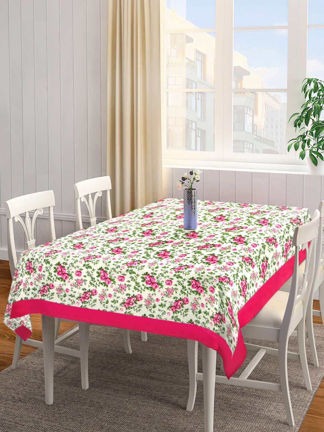SHADES of LIFE Rose & Green Printed Cotton 6-Seater Table Covers Price in India