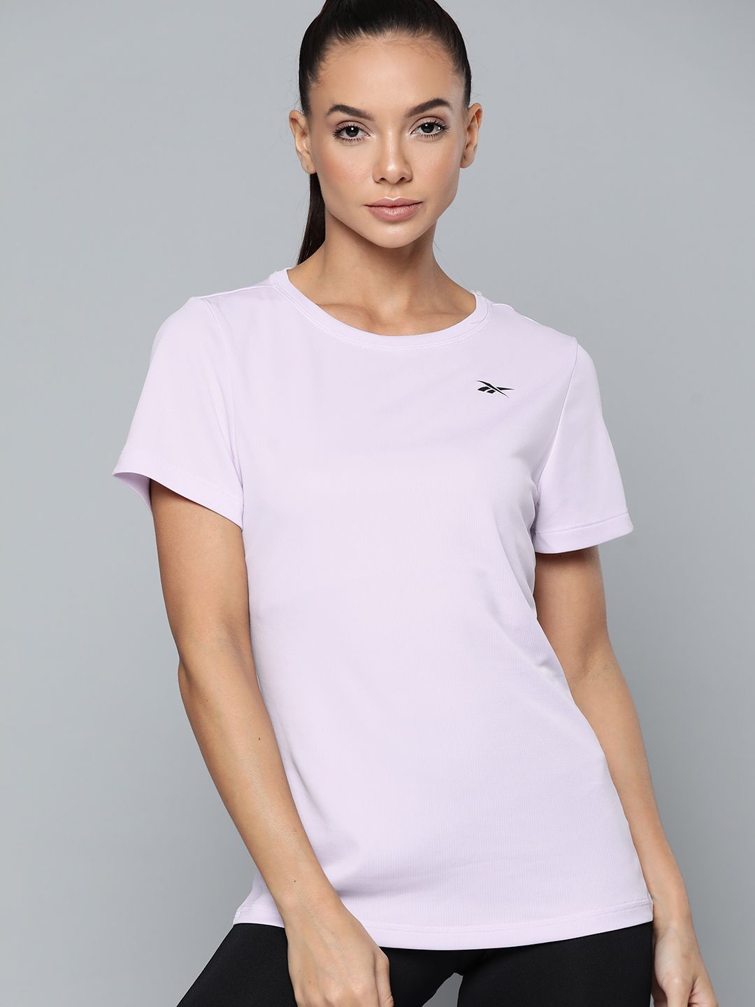 Reebok Women Lavender Training or Gym Speedwick Technology T-shirt Price in India