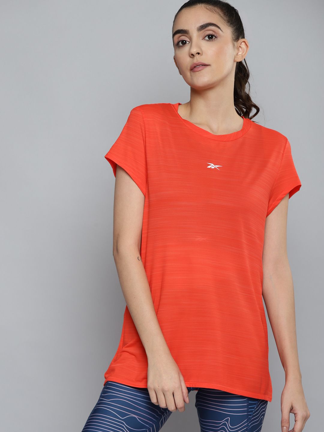 Reebok Women Coral Orange WOR AC Tee T-shirt Price in India