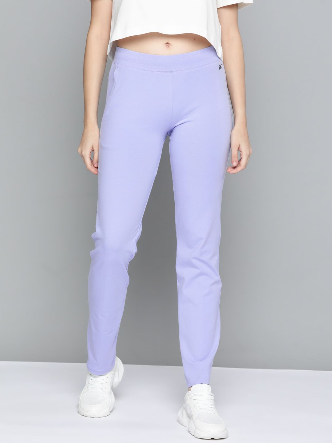 Reebok Women Lavender Foundation Solid Training Track Pants Price in India