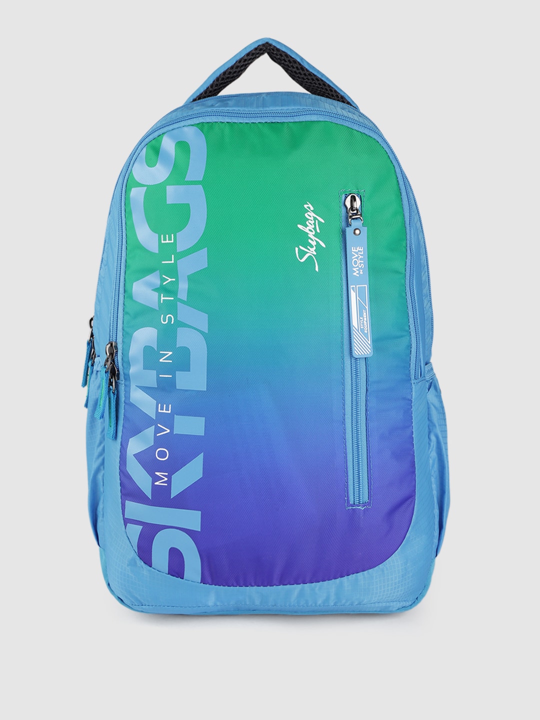 Skybags Unisex Blue & Green Brand Logo Printed Backpack Price in India