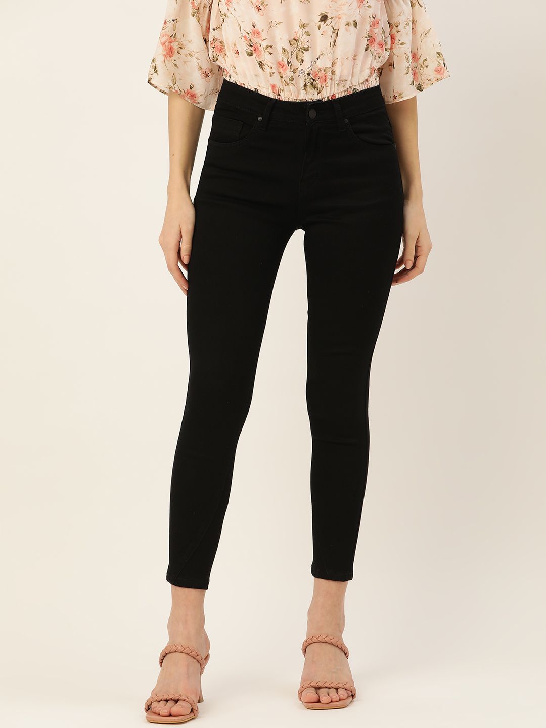 Madame Women Black Skinny Fit Stretchable Jeans Price in India