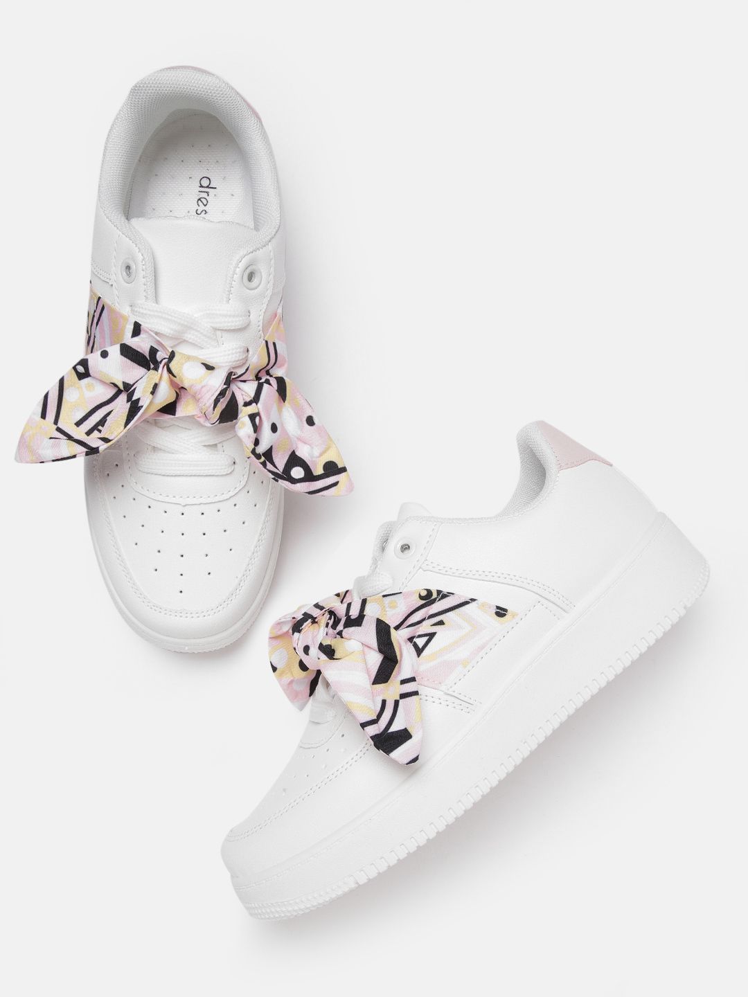 DressBerry Women White & Pink Perforations Sneakers Price in India