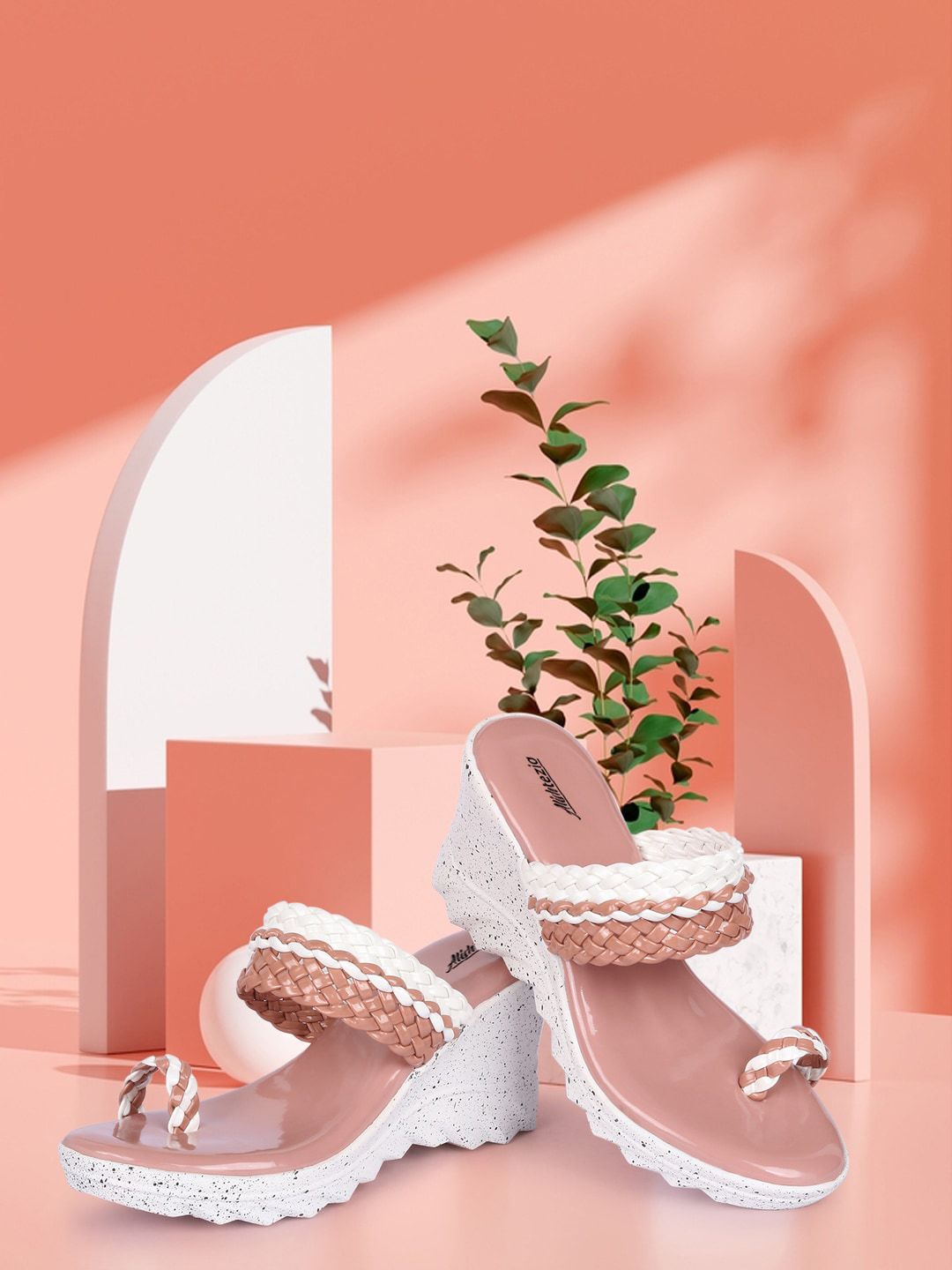 Alishtezia Pink Textured PU Wedge Heels Price in India