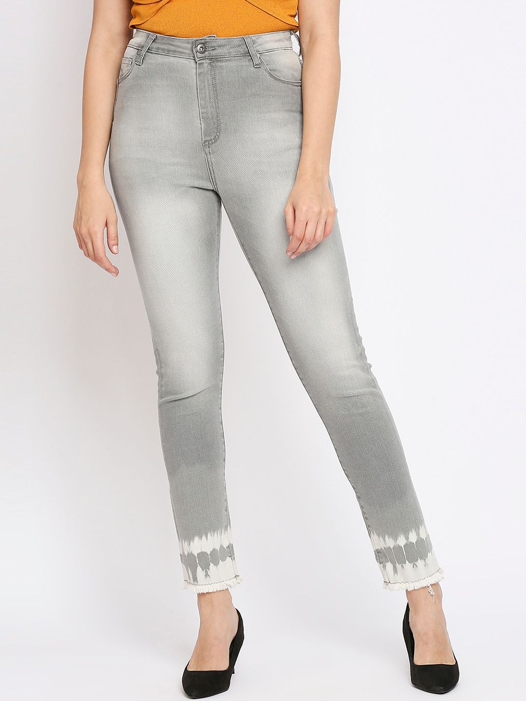 Being Human Women Grey Straight Fit High-Rise Heavy Fade Cotton Jeans Price in India