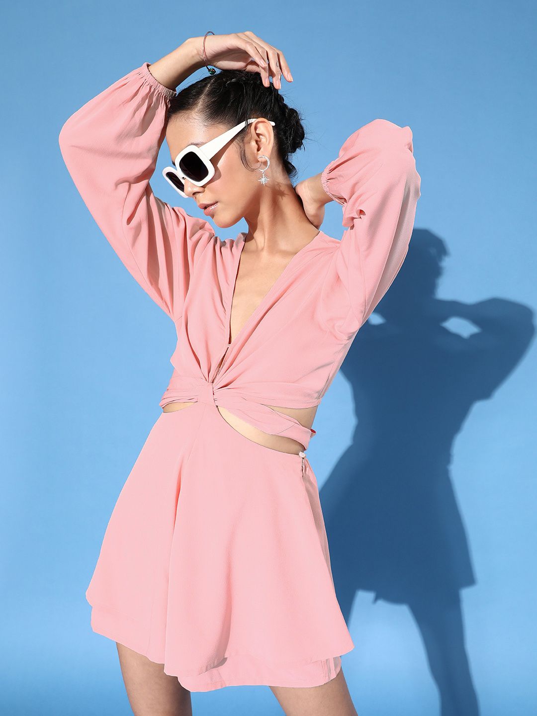 QUIERO Women Pretty Pink Solid Playsuit Price in India