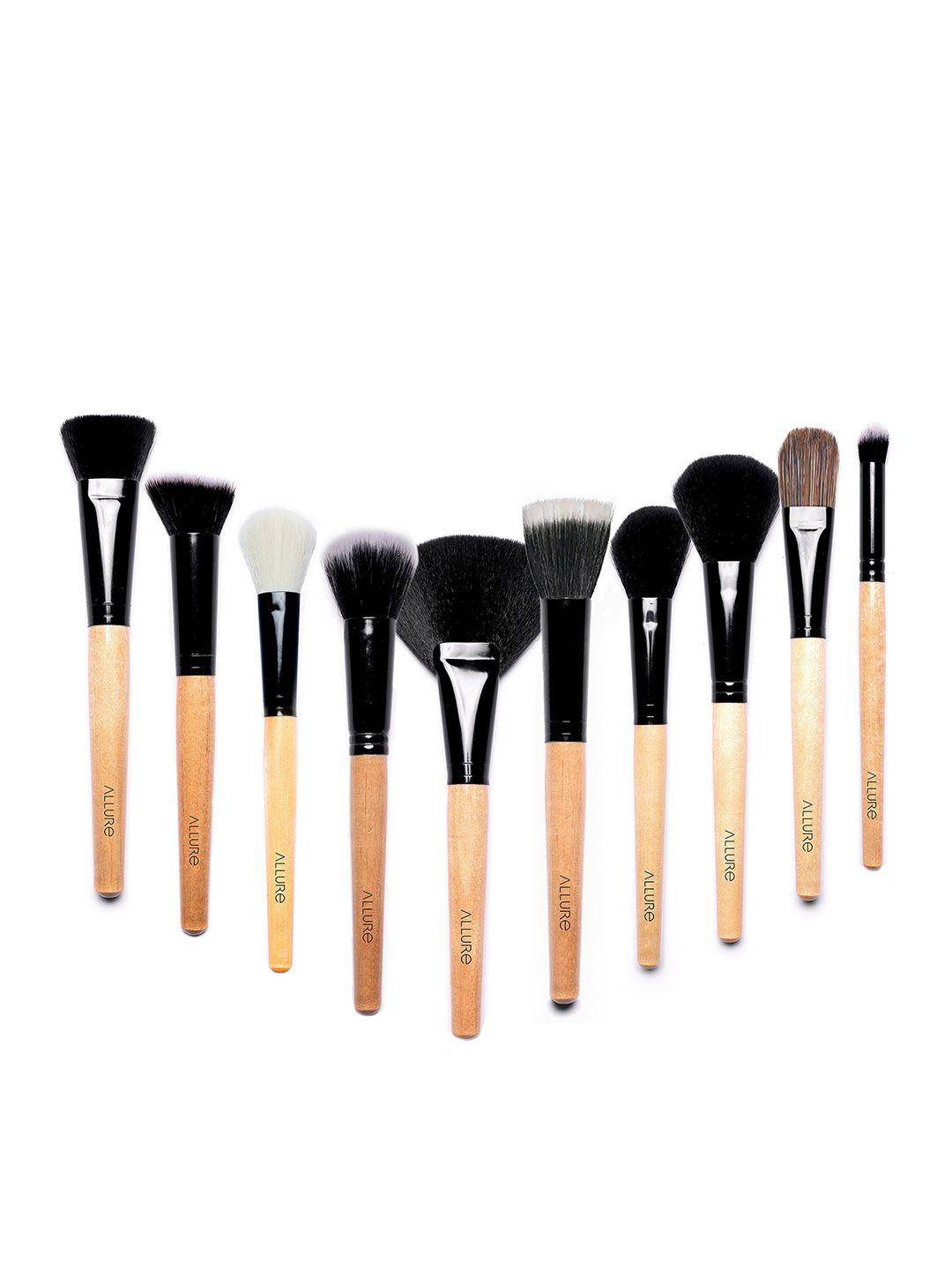 ALLURE Set of 10 Wooden Classic Makeup Brushes ACKF-10 Price in India