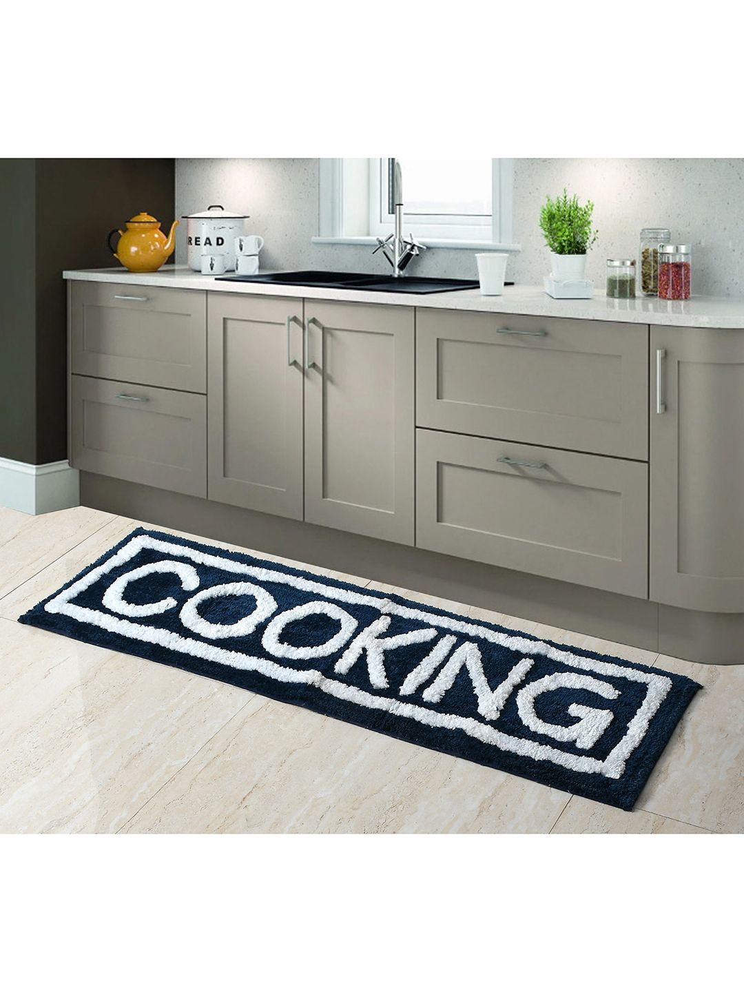 AEROHAVEN Blue Quirky Anti Slip Kitchen Runner Price in India