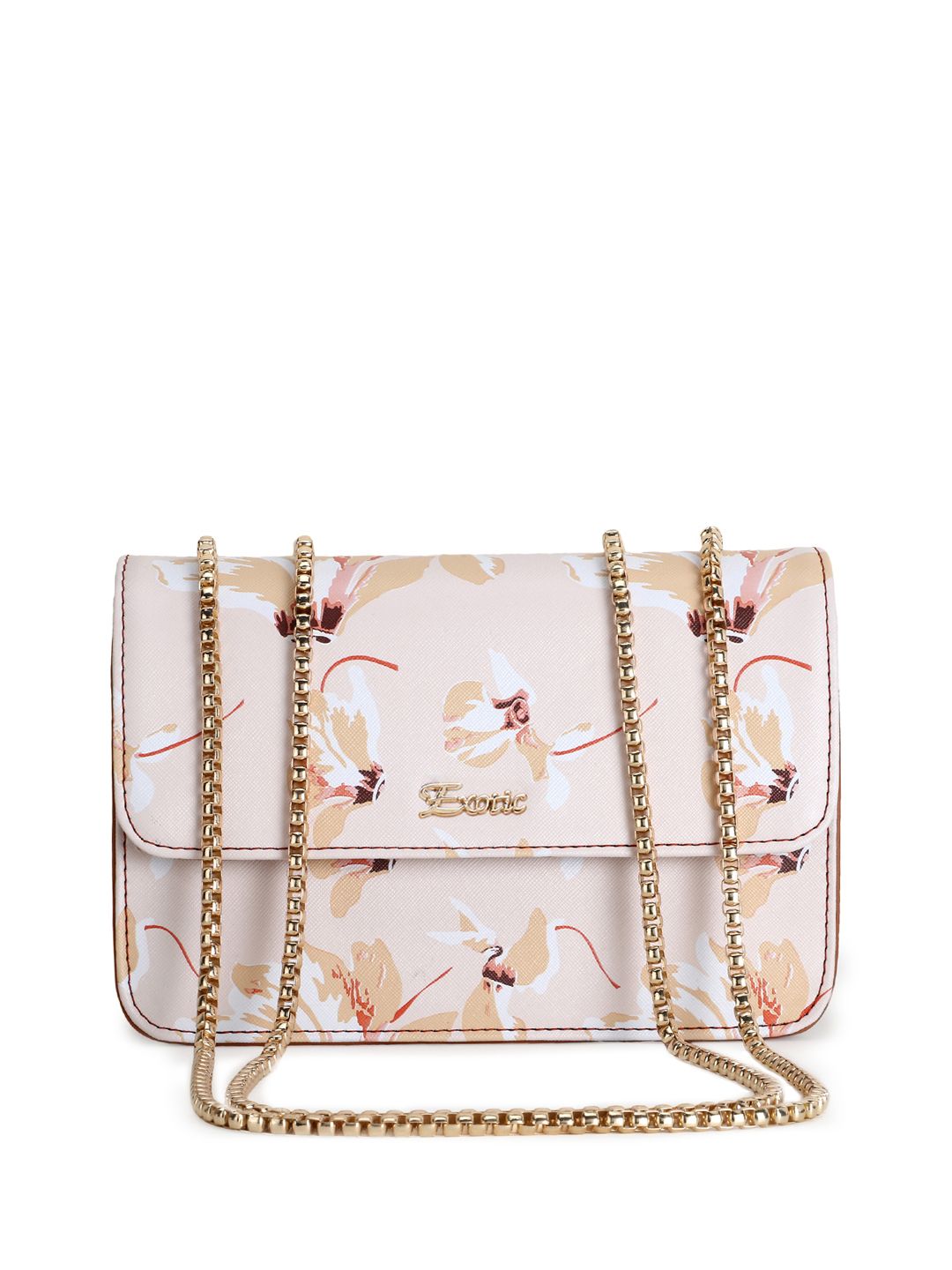 Exotic Cream-Coloured Floral Print PU Swagger Sling Bag Price in India