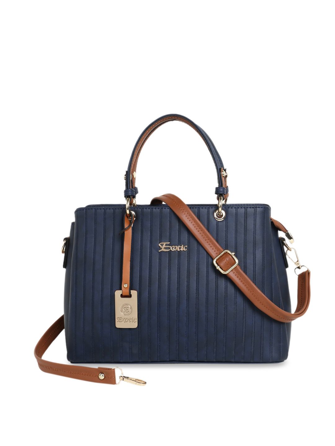 Exotic Navy Blue Structured Handheld Bag with Quilted Price in India