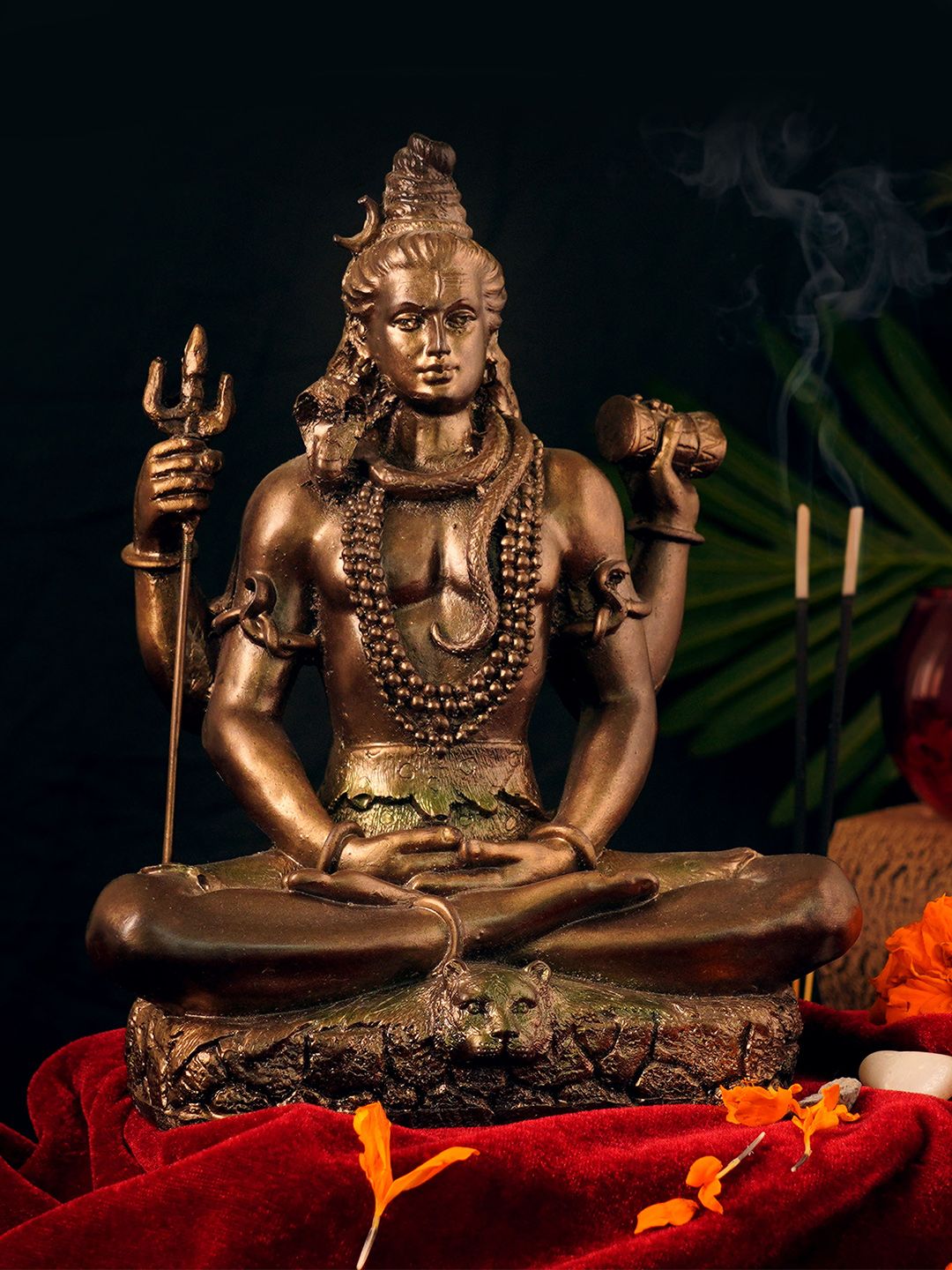 TIED RIBBONS Copper-Toned Meditating Lord Shiva Decorative Showpiece Price in India