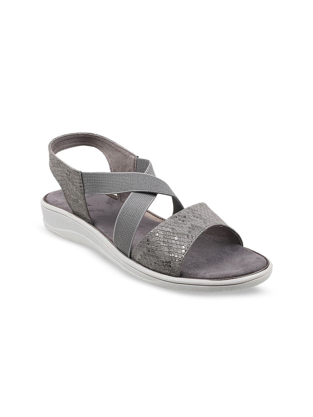 WALKWAY by Metro Grey Textured Comfort Sandals Price in India