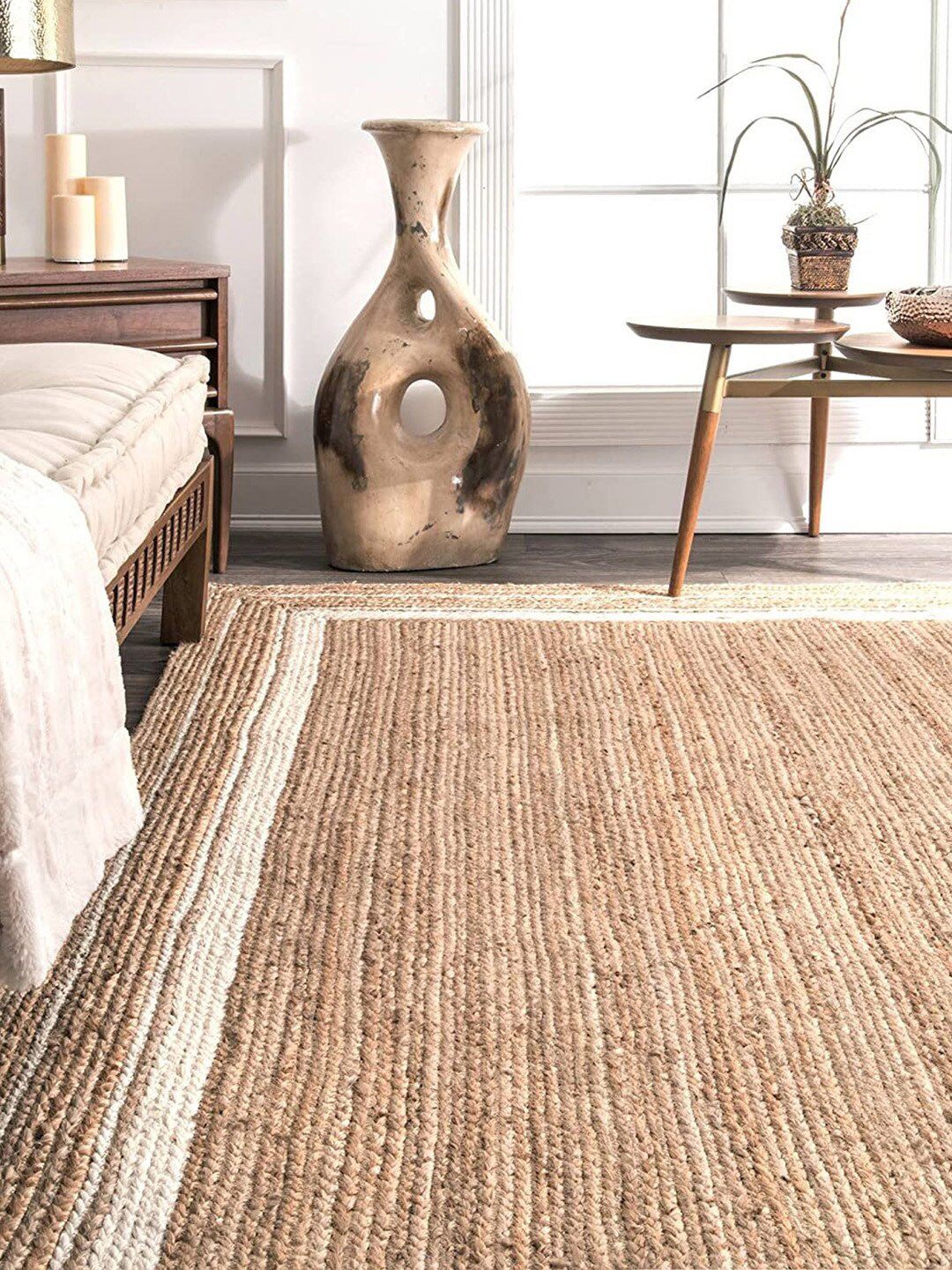 HABERE INDIA Beige Braided Jute Carpet Price in India