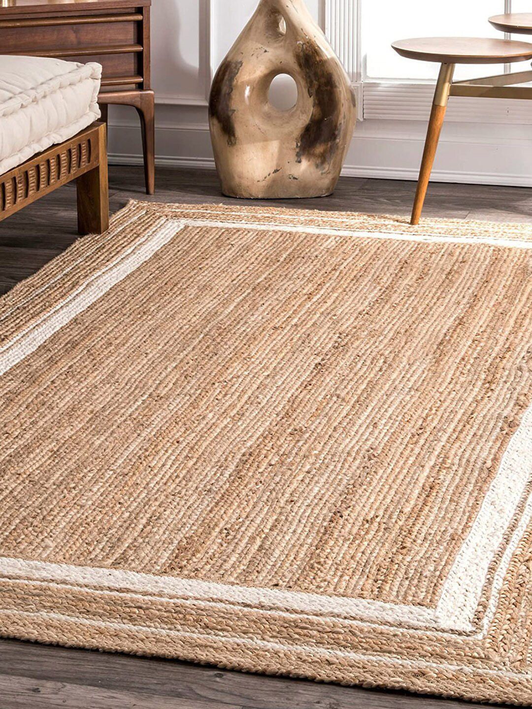 HABERE INDIA Beige Braided Jute Carpet Price in India