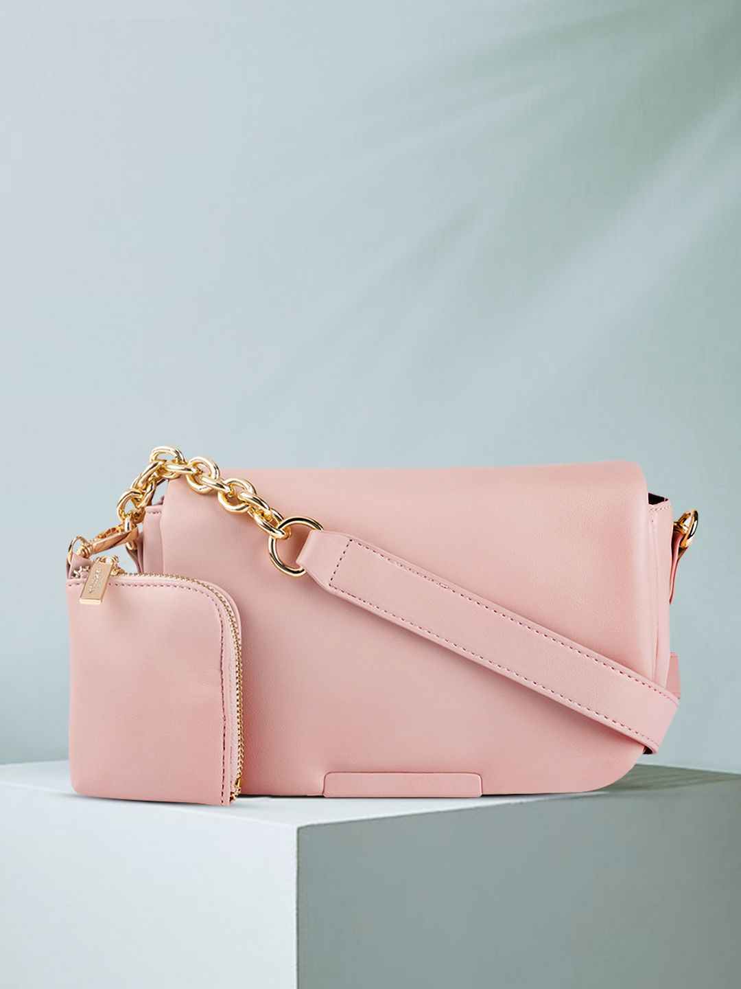 Accessorize Pink PU Structured Sling Bag Price in India