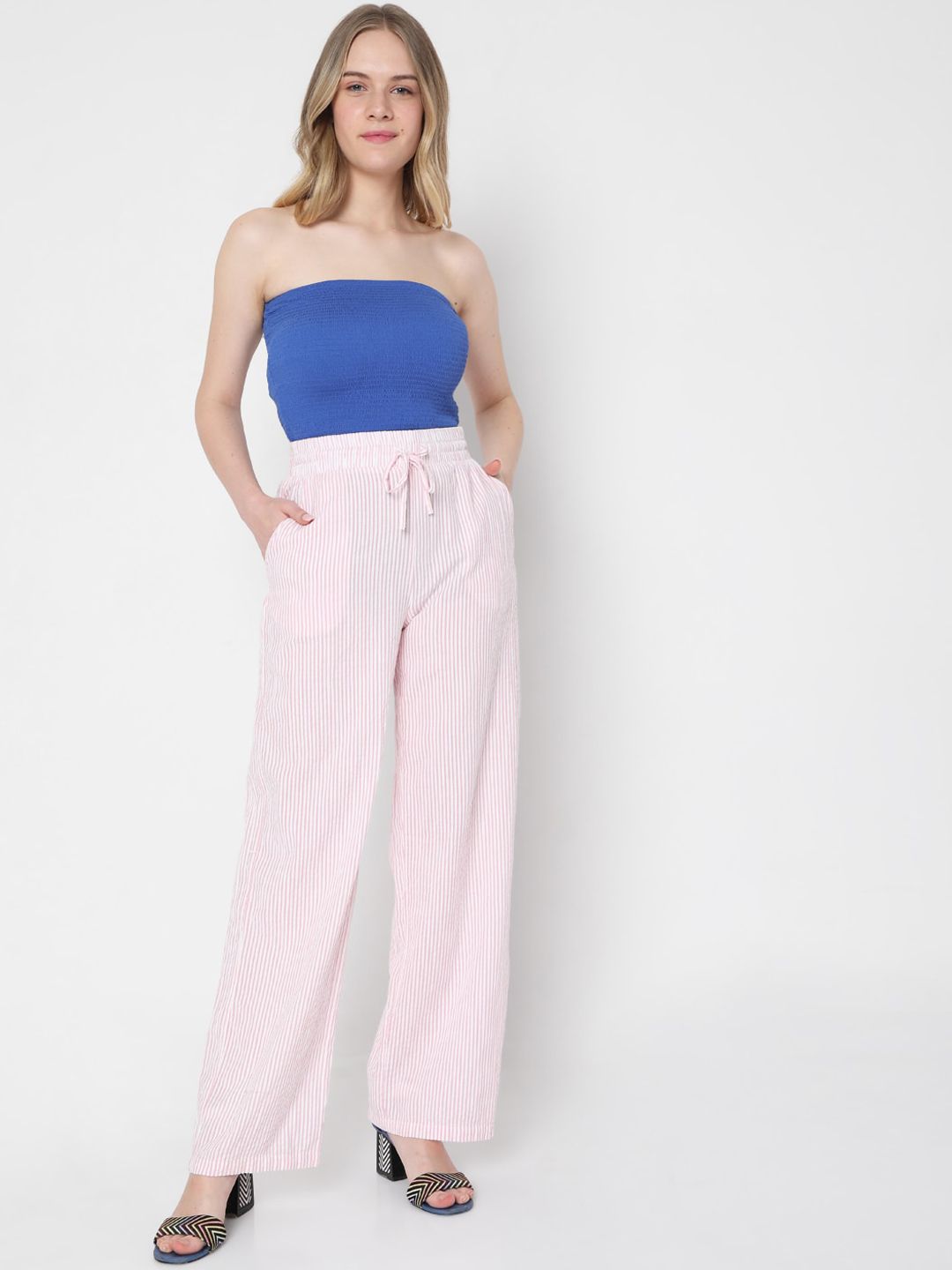 Vero Moda Women Pink Straight Fit High-Rise Trousers Price in India