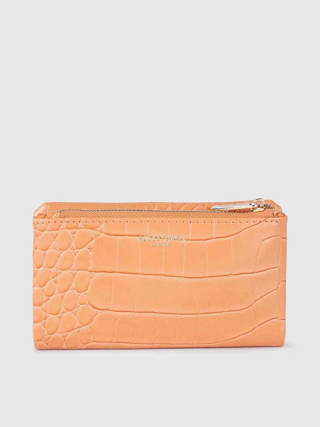 Accessorize Women Peach-Coloured  Textured Two Fold Wallet Price in India