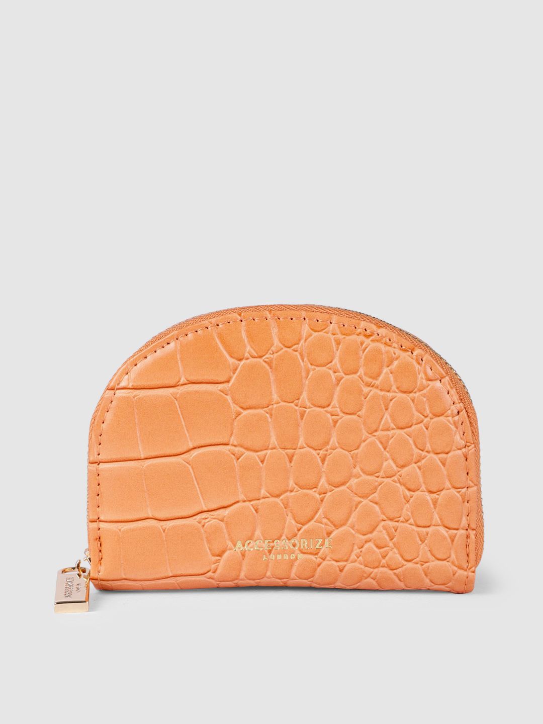 Accessorize Women Peach-Coloured Textured Zip Around Wallet Price in India