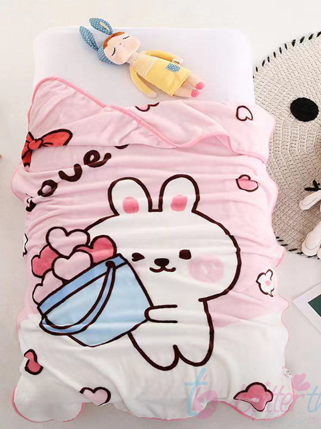 Butterthief Blue & Red Cartoon Characters Microfiber AC Room 233 GSM Single Bed Blanket