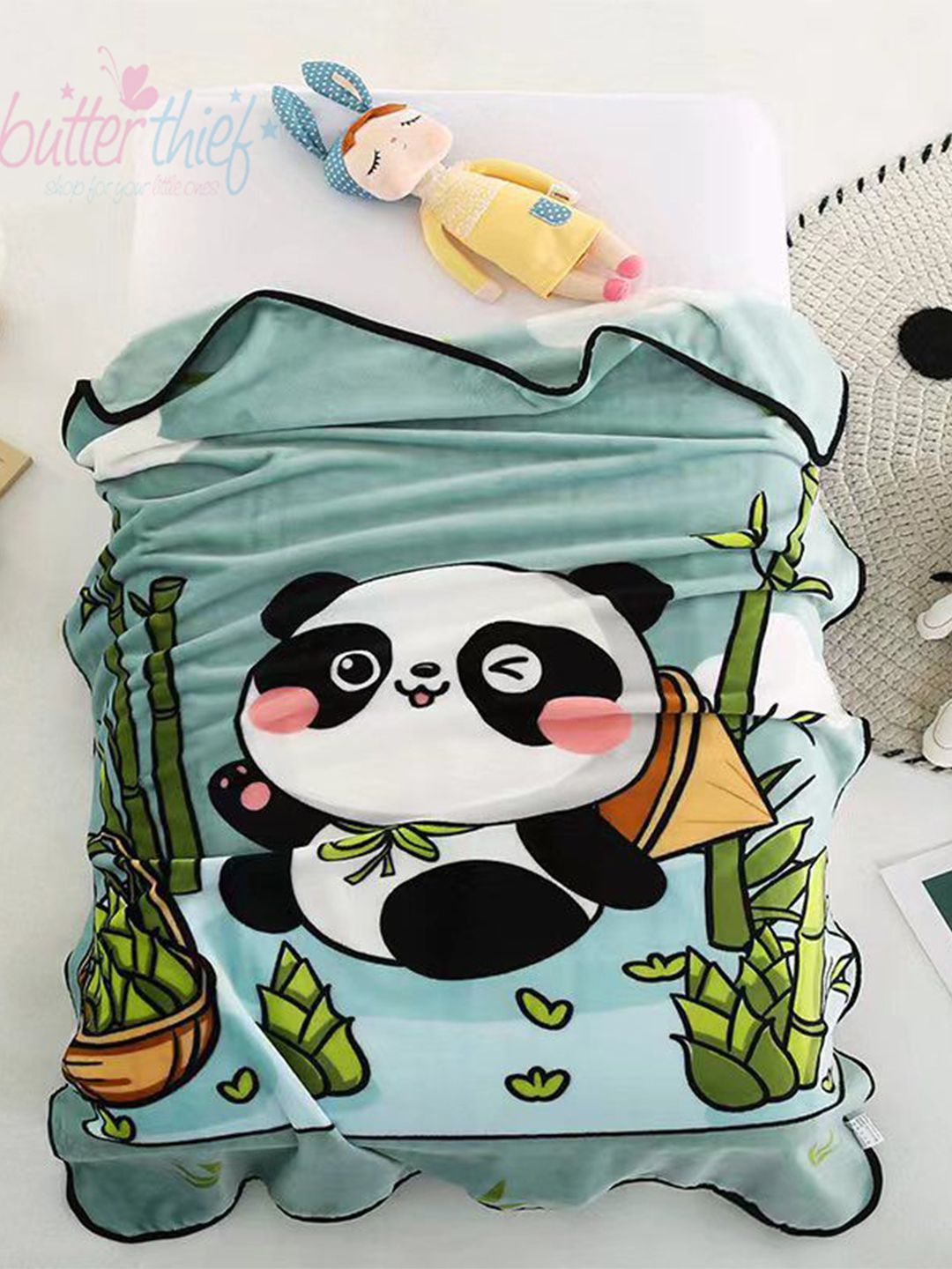 Butterthief Kids Yellow Cartoon Characters Microfiber AC Room 233 GSM Single Bed Blanket
