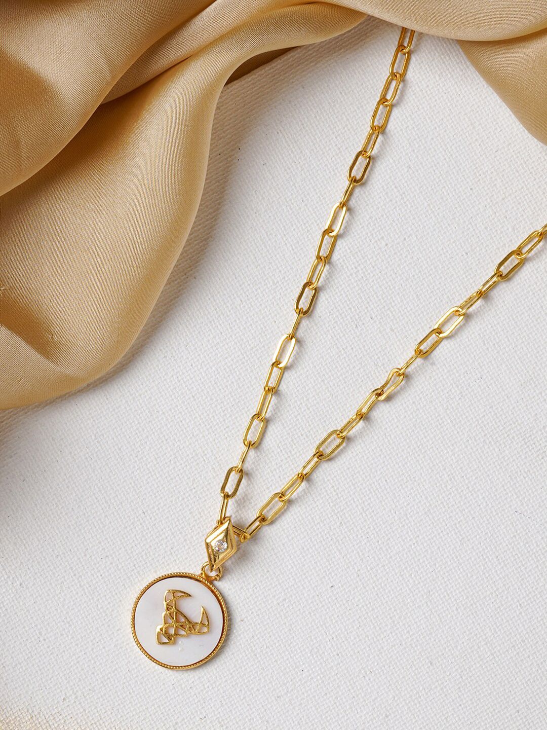 JOKER & WITCH 18K Gold-Plated & White Brass Taurus Zodiac Handcrafted Necklace Price in India