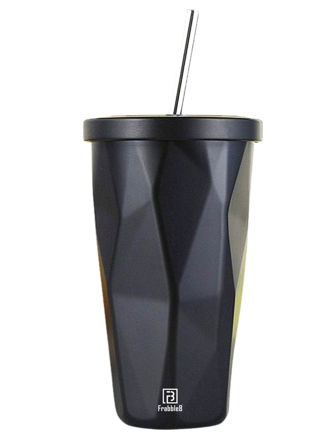 Frabble8 Black Vacuum Insulated Stainless Steel Tumbler with Steel Straw 500 ml Price in India