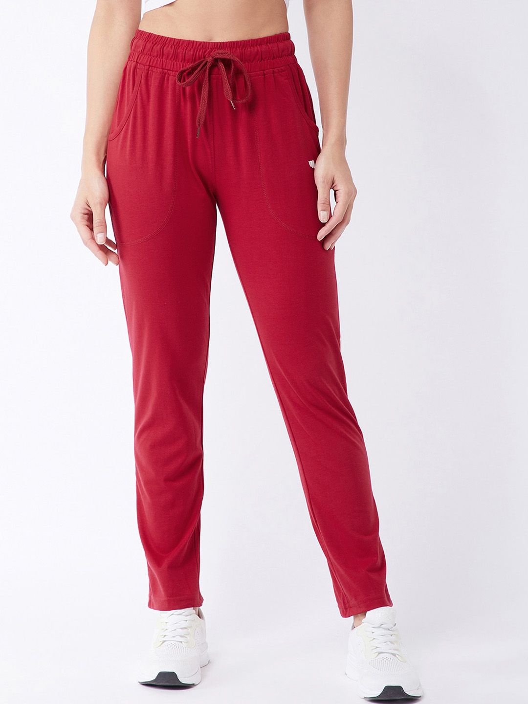 Modeve Women Red Solid Regular Fit Track Pants Price in India