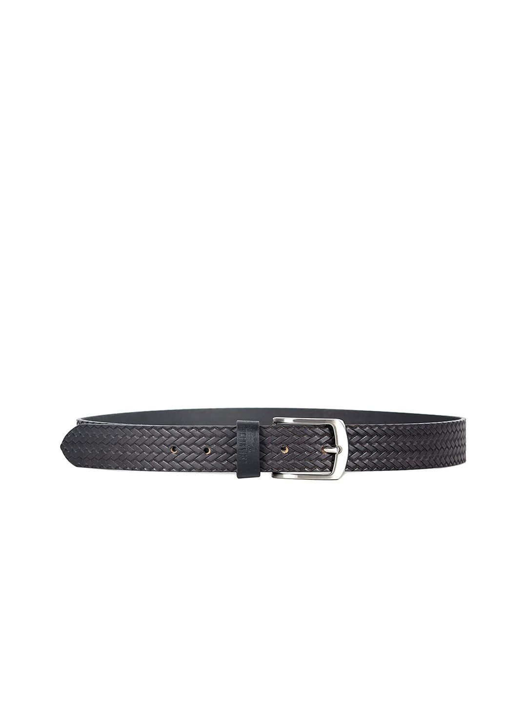 THE CLOWNFISH Men Black Leather Belt